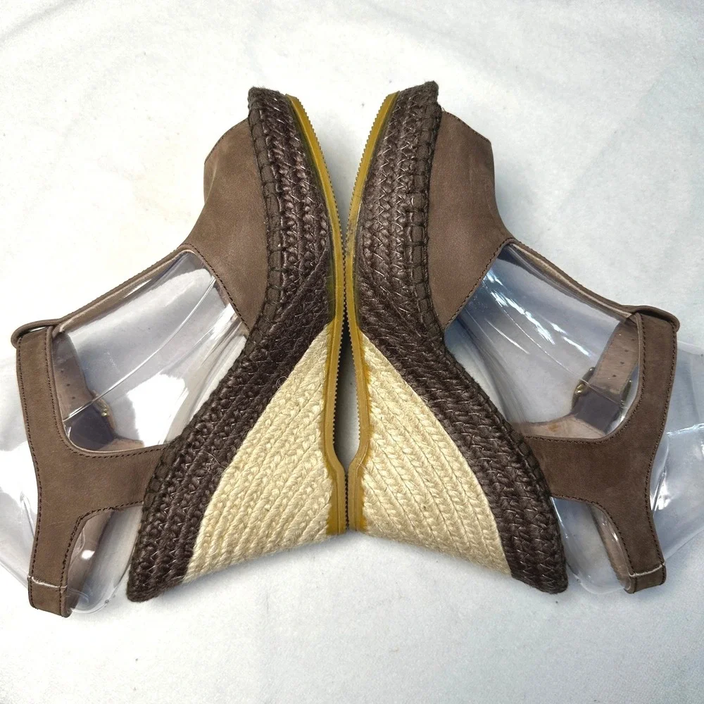 Kanna Espadrille‎ Wedge Sandals Brown Suede Size EU37/US7 Boho Coastal Vacation